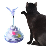 Maxbell Cat Toy Roller 3 Level Kitty Exercise Toys for Chasing Kitten Scratching Violet with Feather