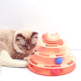 Maxbell Cat Toy Roller 3 Level Kitty Exercise Toys for Chasing Kitten Scratching Orange