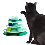 Maxbell Cat Toy Roller 3 Level Kitty Exercise Toys for Chasing Kitten Scratching Green