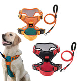 Maxbell Dog Harness with Leash Adjustable Soft with Front Clip for Dogs Pets Walking Orange Green M