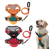 Maxbell Dog Harness with Leash Adjustable Soft with Front Clip for Dogs Pets Walking Orange Green M