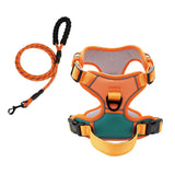 Maxbell Dog Harness with Leash Adjustable Soft with Front Clip for Dogs Pets Walking Orange Green M