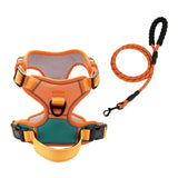 Maxbell Dog Harness with Leash Adjustable Soft with Front Clip for Dogs Pets Walking Orange Green M