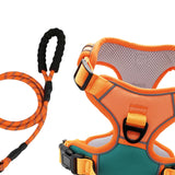 Maxbell Dog Harness with Leash Adjustable Soft with Front Clip for Dogs Pets Walking Orange Green M