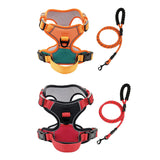 Maxbell Dog Harness with Leash Adjustable Soft with Front Clip for Dogs Pets Walking Orange Green M