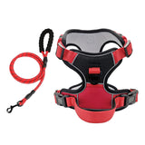 Maxbell Dog Harness with Leash Adjustable Soft with Front Clip for Dogs Pets Walking Red Black M