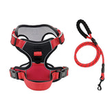 Maxbell Dog Harness with Leash Adjustable Soft with Front Clip for Dogs Pets Walking Red Black M