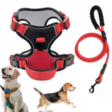 Maxbell Dog Harness with Leash Adjustable Soft with Front Clip for Dogs Pets Walking Red Black M