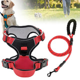 Maxbell Dog Harness with Leash Adjustable Soft with Front Clip for Dogs Pets Walking Red Black L