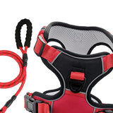 Maxbell Dog Harness with Leash Adjustable Soft with Front Clip for Dogs Pets Walking Red Black L