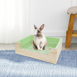 Maxbell 2 in 1 Rabbit Hay Feeder Box Hay Feeder with Litter Pan for Bunny Guinea Pig green toilet pan