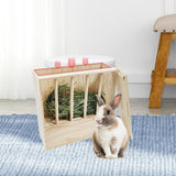 Maxbell 2 in 1 Rabbit Hay Feeder Box Hay Feeder with Litter Pan for Bunny Guinea Pig large Grass Rack