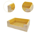 Maxbell 2 in 1 Rabbit Hay Feeder Box Hay Feeder with Litter Pan for Bunny Guinea Pig yellow toilet pan