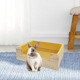 Maxbell 2 in 1 Rabbit Hay Feeder Box Hay Feeder with Litter Pan for Bunny Guinea Pig yellow toilet pan