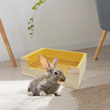 Maxbell 2 in 1 Rabbit Hay Feeder Box Hay Feeder with Litter Pan for Bunny Guinea Pig yellow toilet pan