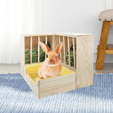 Maxbell 2 in 1 Rabbit Hay Feeder Box Hay Feeder with Litter Pan for Bunny Guinea Pig Rack pan set