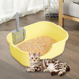 Maxbell Open Top Pet Litter Tray High Sided Splashproof Easy to Clean Litter Box Yellow