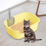 Maxbell Open Top Pet Litter Tray High Sided Splashproof Easy to Clean Litter Box Yellow