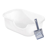 Maxbell Open Top Pet Litter Tray High Sided Splashproof Easy to Clean Litter Box White