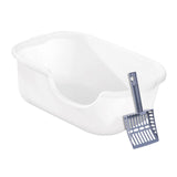 Maxbell Open Top Pet Litter Tray High Sided Splashproof Easy to Clean Litter Box White