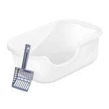 Maxbell Open Top Pet Litter Tray High Sided Splashproof Easy to Clean Litter Box White