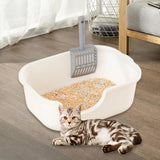 Maxbell Open Top Pet Litter Tray High Sided Splashproof Easy to Clean Litter Box White