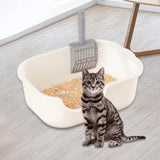 Maxbell Open Top Pet Litter Tray High Sided Splashproof Easy to Clean Litter Box White