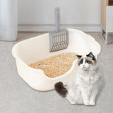Maxbell Open Top Pet Litter Tray High Sided Splashproof Easy to Clean Litter Box White