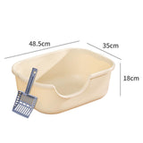 Maxbell Open Top Pet Litter Tray High Sided Splashproof Easy to Clean Litter Box Khaki