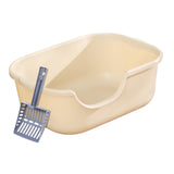 Maxbell Open Top Pet Litter Tray High Sided Splashproof Easy to Clean Litter Box Khaki