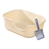 Maxbell Open Top Pet Litter Tray High Sided Splashproof Easy to Clean Litter Box Khaki