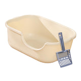 Maxbell Open Top Pet Litter Tray High Sided Splashproof Easy to Clean Litter Box Khaki