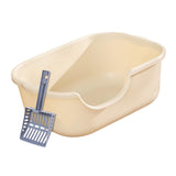 Maxbell Open Top Pet Litter Tray High Sided Splashproof Easy to Clean Litter Box Khaki