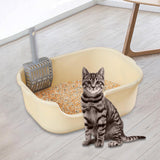Maxbell Open Top Pet Litter Tray High Sided Splashproof Easy to Clean Litter Box Khaki