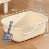 Maxbell Open Top Pet Litter Tray High Sided Splashproof Easy to Clean Litter Box Khaki