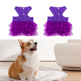 Maxbell 2Pcs Pet Dog Dresses Breathable Pet Supplies Doggy Apparel Summer Tutu Shirt Violet
