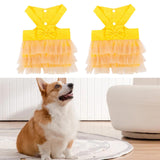 Maxbell 2Pcs Pet Dog Dresses Breathable Pet Supplies Doggy Apparel Summer Tutu Shirt Yellow