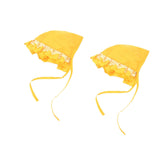 Maxbell 2Pcs Summer Dog Pet Accessory Breathable Lace up Dog Sunbonnet for Doggy Yellow