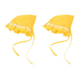 Maxbell 2Pcs Summer Dog Pet Accessory Breathable Lace up Dog Sunbonnet for Doggy Yellow