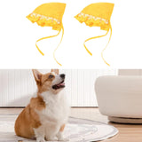 Maxbell 2Pcs Summer Dog Pet Accessory Breathable Lace up Dog Sunbonnet for Doggy Yellow