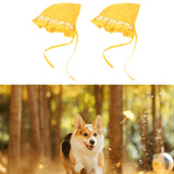 Maxbell 2Pcs Summer Dog Pet Accessory Breathable Lace up Dog Sunbonnet for Doggy Yellow