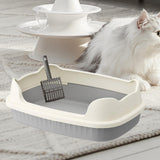 Maxbell Cat Litter Box Litter Basin for Indoor Cats Sturdy Splashproof Low Entry Gray
