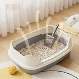 Maxbell Cat Litter Box Litter Basin for Indoor Cats Sturdy Splashproof Low Entry Gray