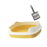 Maxbell Cat Litter Box Litter Basin for Indoor Cats Sturdy Splashproof Low Entry Yellow