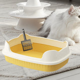 Maxbell Cat Litter Box Litter Basin for Indoor Cats Sturdy Splashproof Low Entry Yellow