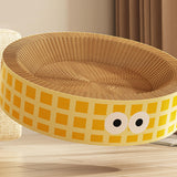 Maxbell Round Cat Scratching Board Luxury Pet Cat Lounge Bed for Cats Grinding Claws Yellow