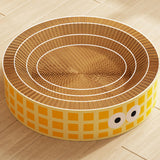 Maxbell Round Cat Scratching Board Luxury Pet Cat Lounge Bed for Cats Grinding Claws Yellow
