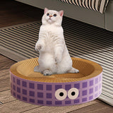 Maxbell Round Cat Scratching Board Luxury Pet Cat Lounge Bed for Cats Grinding Claws Violet