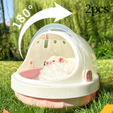 Maxbell 2x Hamster Carrier Cage Pet Outgoing Cage for Dwarf Hamster Outdoor Squirrel Pink