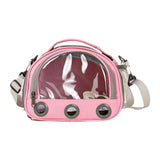 Maxbell Hamster Carrier Bag Squirrel Large Transparent Window Guinea Pig Carrier Bag L Pink